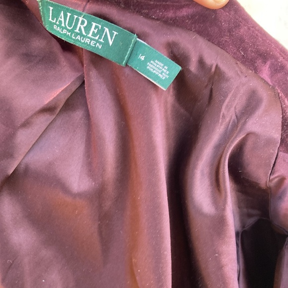Ralph Lauren wine velvet stretch suit blazer jacket pants 14 XL - Picture 6 of 6